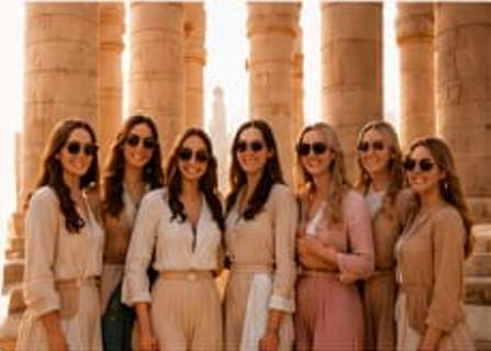 Group of women travelers smiling together